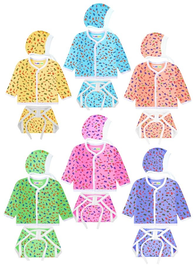 Toddylon New Born Baby Clothes Jhabla Set | Baby Dress | Infants Clothing | Shirt | Nappy | Caps | Cotton | Sleepwear | Casual | Gift Combo (Multicolor, 0-6 Months) - Image 2