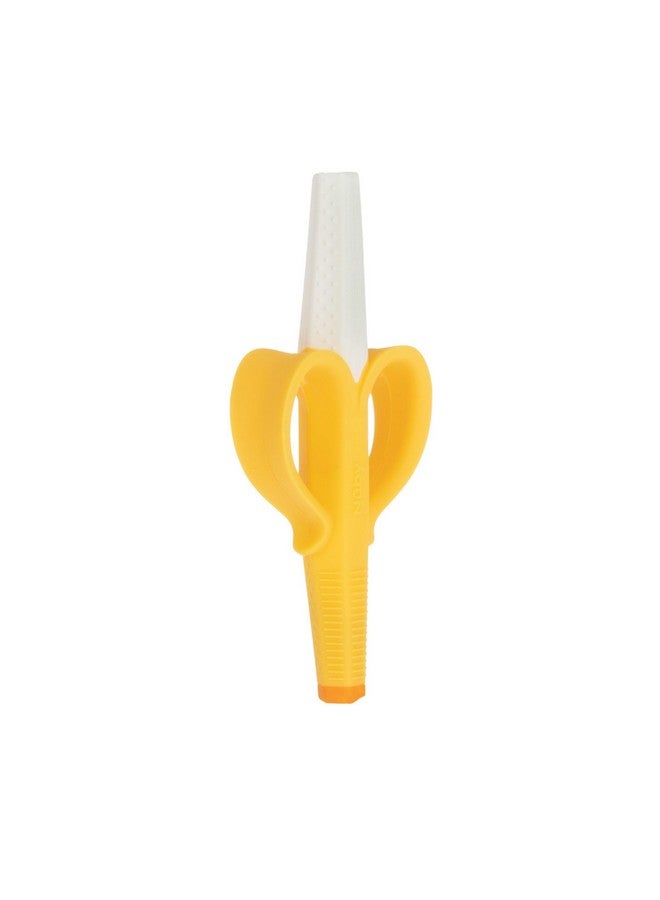 Nuby Banana Hollow Tube Silicone Teething Toy - Gum Massaging Baby Teething Relief Toy for 3+ Months - Image 1