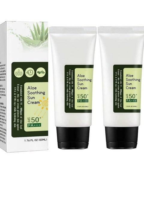 Aloe Soothing Sun Cream SPF 50 PA+++, Two-Pack, Has an Ultra Light and Non-Greasy Texture, Superior Sunscreen For All Skin Types, Suitable Under Makeup With Long Lasting Dry Matt Finish and Anti Shine