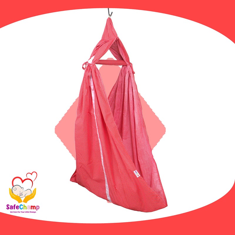 SafeChamp Small Dots Baby Cradle Cloth with Seperator (Pink) - Image 3