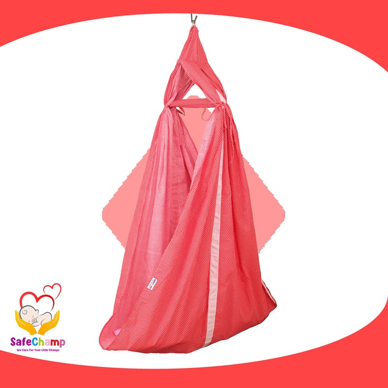 SafeChamp Small Dots Baby Cradle Cloth with Seperator (Pink) - Image 4