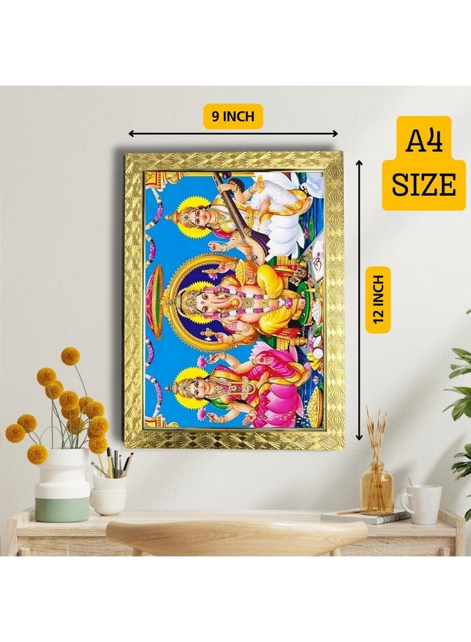 CDM Lakshmi Devi Ganesha Saraswati Ganesh Photo Frame/Wall Painting Framed For Home Décor pf 76 - Image 3