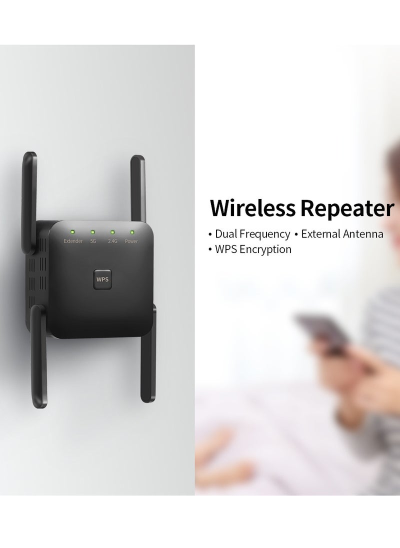 Generic 1200Mbps Dual Frequency 2.4G/5G  WiFi Range Extender for Home Office Black  - Image 5