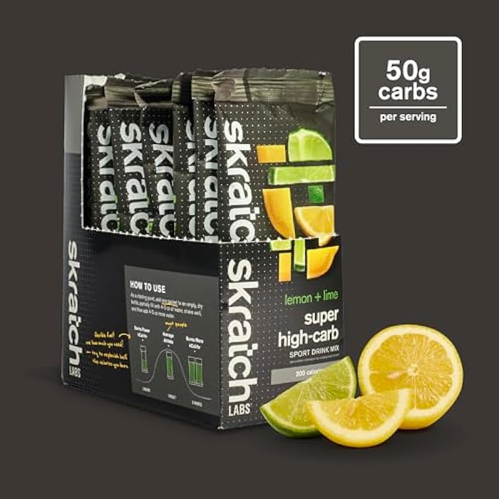 Skratch Labs Super High-Carb Drink Mix Packets - Carbohydrate Powder - Cluster Dextrin and Electrolytes - Endurance Energy- Energy Gel Alternative - Lemon/Lime - 8 Single Serving Packets - Non-GMO - Image 3