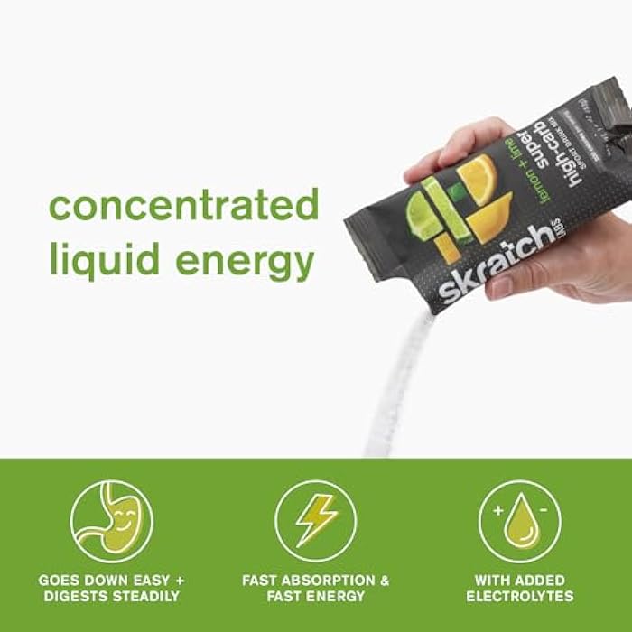 Skratch Labs Super High-Carb Drink Mix Packets - Carbohydrate Powder - Cluster Dextrin and Electrolytes - Endurance Energy- Energy Gel Alternative - Lemon/Lime - 8 Single Serving Packets - Non-GMO - Image 4