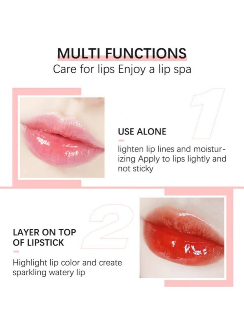 SYOSI Plumping Lip Oil Hydrating Lip Gloss Tinted Lip Balm Lip Care Transparent Toot Lip Oil Long Lasting Nourishing Lip Glow Oil Non Sticky Big Brush Head Glitter Shine Primer Lip Tint - Image 4