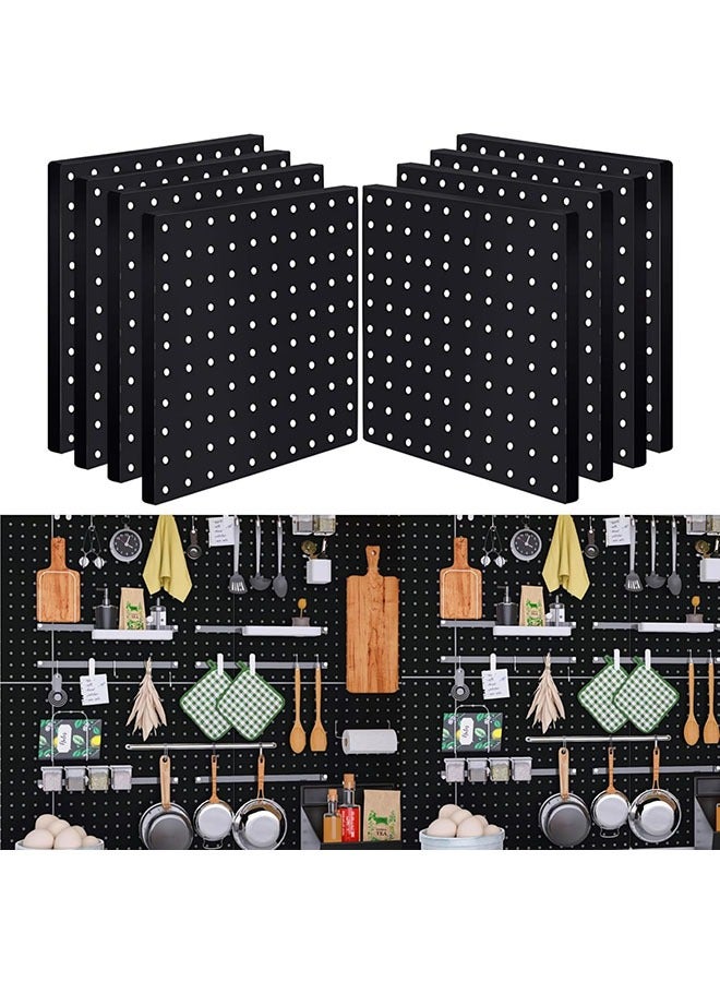 YelaJoy Peg Board, 8Pcs Pegboard Wall Organizer Panels Black Pegboard Wall Mount, ABS Pegboard for Home, Craft Room, Garage, Kitchen, Workshop, Tool Organization, 10*10in Peg Boards. (No Hooks ) - Image 1