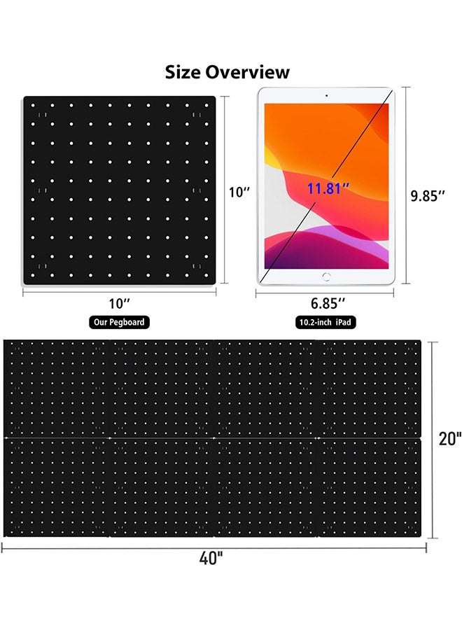 YelaJoy Peg Board, 8Pcs Pegboard Wall Organizer Panels Black Pegboard Wall Mount, ABS Pegboard for Home, Craft Room, Garage, Kitchen, Workshop, Tool Organization, 10*10in Peg Boards. (No Hooks ) - Image 3