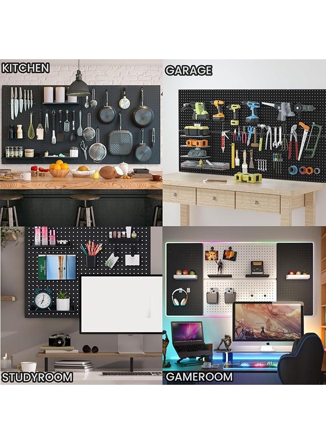 YelaJoy Peg Board, 8Pcs Pegboard Wall Organizer Panels Black Pegboard Wall Mount, ABS Pegboard for Home, Craft Room, Garage, Kitchen, Workshop, Tool Organization, 10*10in Peg Boards. (No Hooks ) - Image 5