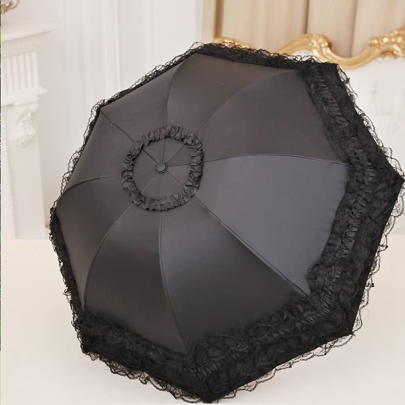 Milcraft Travel Umbrella Folding UV Resistance Princess Lace Parasol Umbrellas Sun Umbrella for Women Girls - Image 4