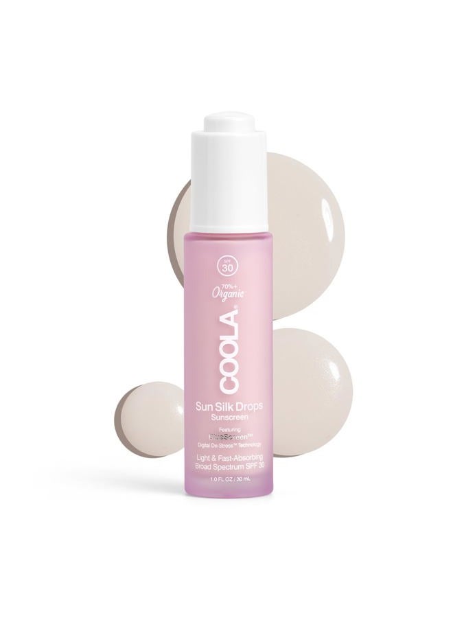 COOLA Organic Sun Silk Drops and Face Moisturizer with SPF 30, Dermatologist Tested Sunscreen with Plant-Derived BlueScreen Digital De-Stress Technology, 1 Fl Oz - Image 1
