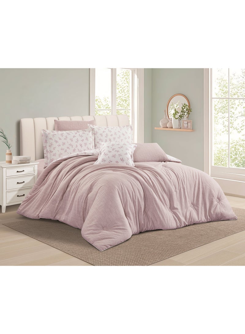 Hours Hours 4-piece comforter set, single size, 100% cotton, soft, double-sided, elegant design  - Image 2