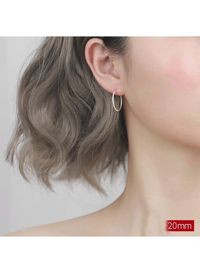 YFN Tiny Small Hoop Earrings Sterling Silver Polished Round Circle Endless Earrings Hoops 20MM - Image 3