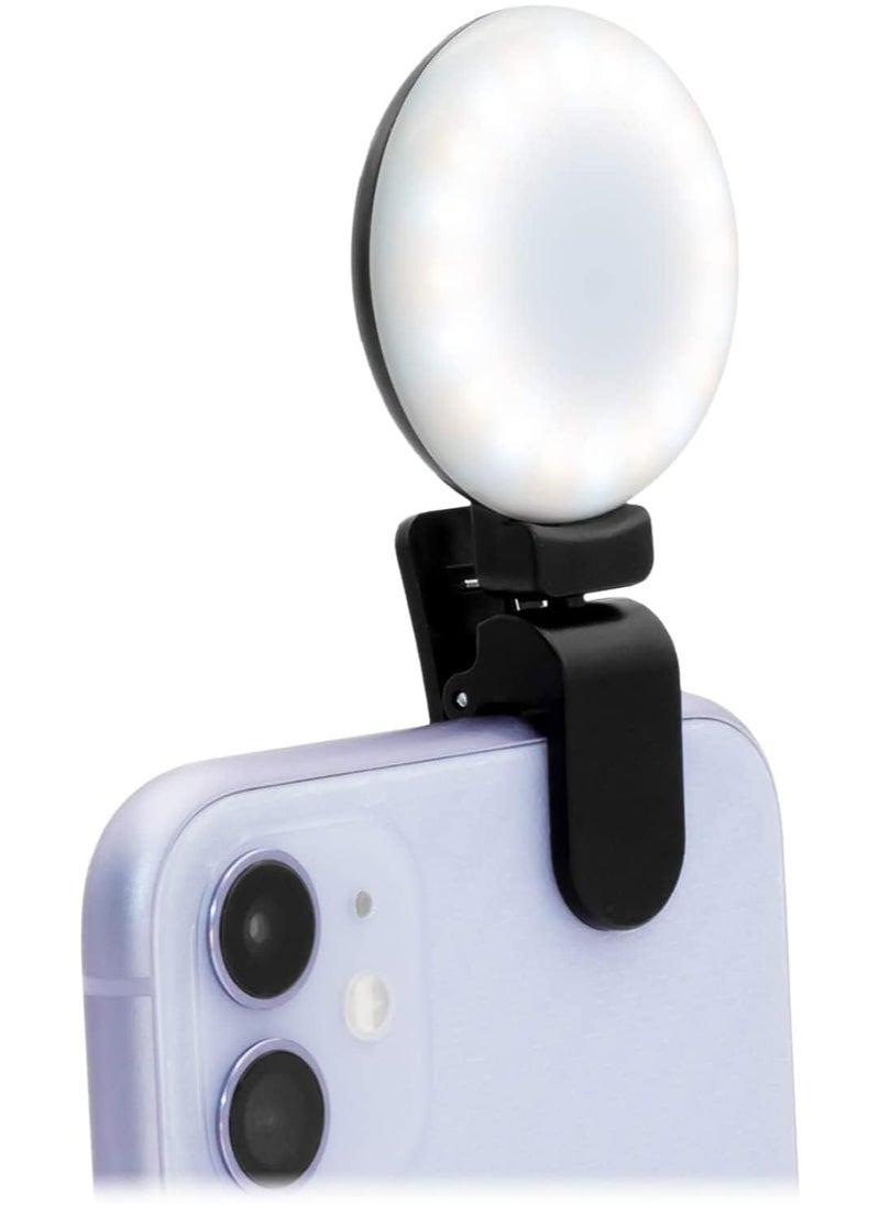 Generic 360° Rotating Rechargeable Clip-On Ring Light – 3 Brightness Levels for Selfies, Makeup, Streaming, and Online Meetings  - Image 1