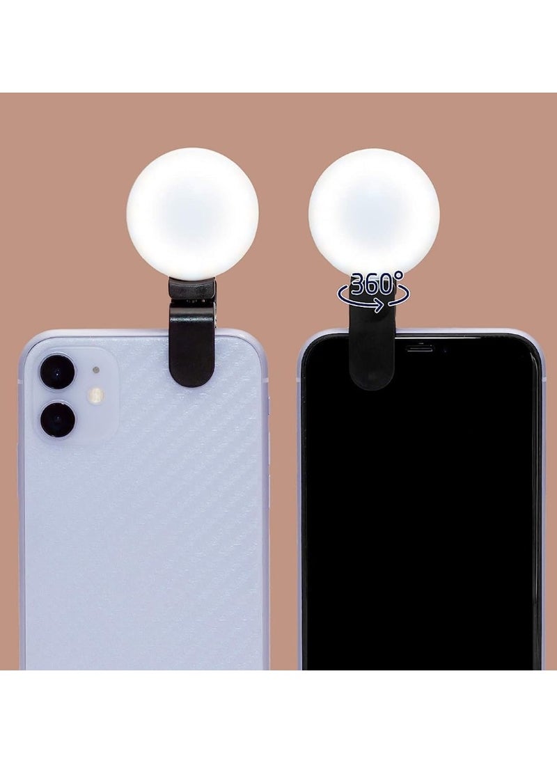 Generic 360° Rotating Rechargeable Clip-On Ring Light – 3 Brightness Levels for Selfies, Makeup, Streaming, and Online Meetings  - Image 2