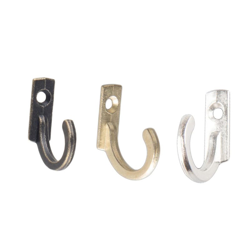 Mikikit 3pcs Silver Retro Single Prong Wall Hooks For Coats Hats Towels Vintage Decor - Image 4