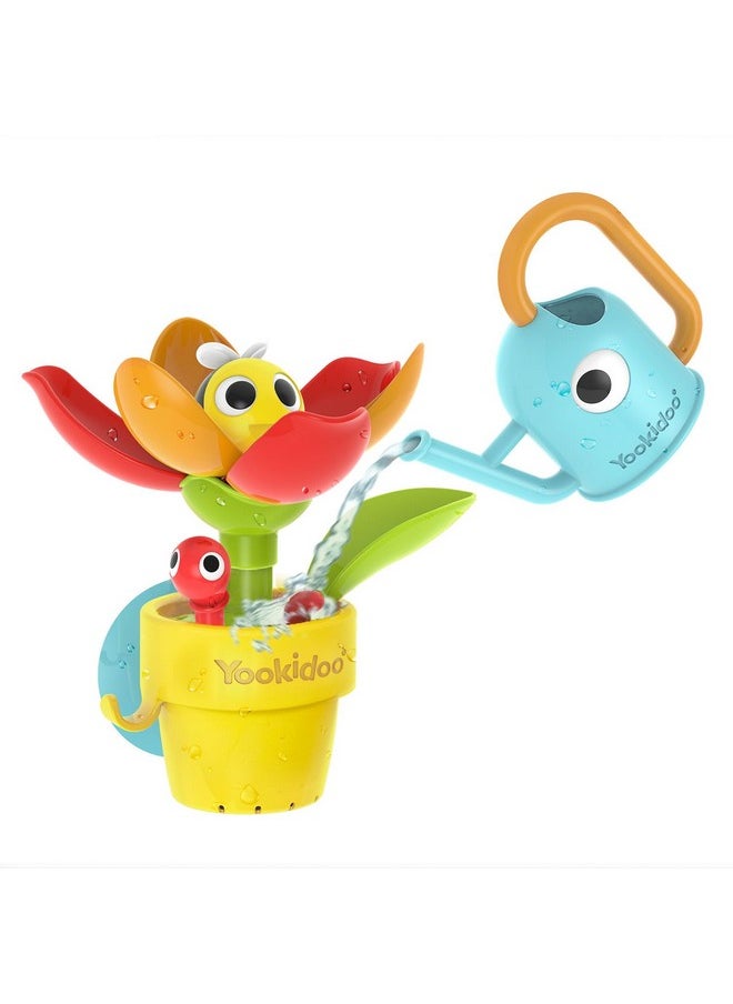Yookidoo 40221 YOOKIDOO Flower Pot - Baby Bath Toy Garden Theme - Bath and Shower Game - Watering Can, Flower, Water Game - Baby Gift from 18 Months, Small  - Image 1