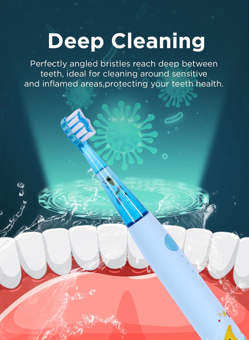 AFRA فرشاة أسنان كهربائية سوبر كلين V سيريز جونيور – زرقاء، قابلة للشحن، شعيرات متوسطة النعومة، للأطفال من 3 سنوات فما فوق - 601206 - Image 2