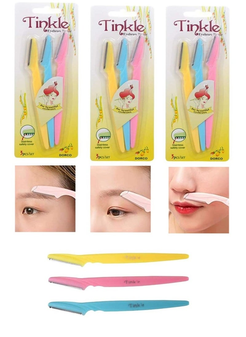 Tinkle Eyebrow Razor 9 pcs (3 Packs) | Original Twinkle Face & Bikini Hair Trimmer | Women Facial Hair Remover for Eyebrow, Neck & Upper Lip | Smooth & Safe Blades for Gentle Shaving - Image 1
