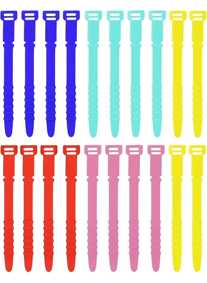 erorex Cord Organizers 4.5 Inch Reusable Wire Ties Cord Organizer Straps Elastic Silicone Cord Organizer Cable Straps For Cords Phone Charging Cable Wire Labels Headphones 20Pcs 5 Colors - Image 1