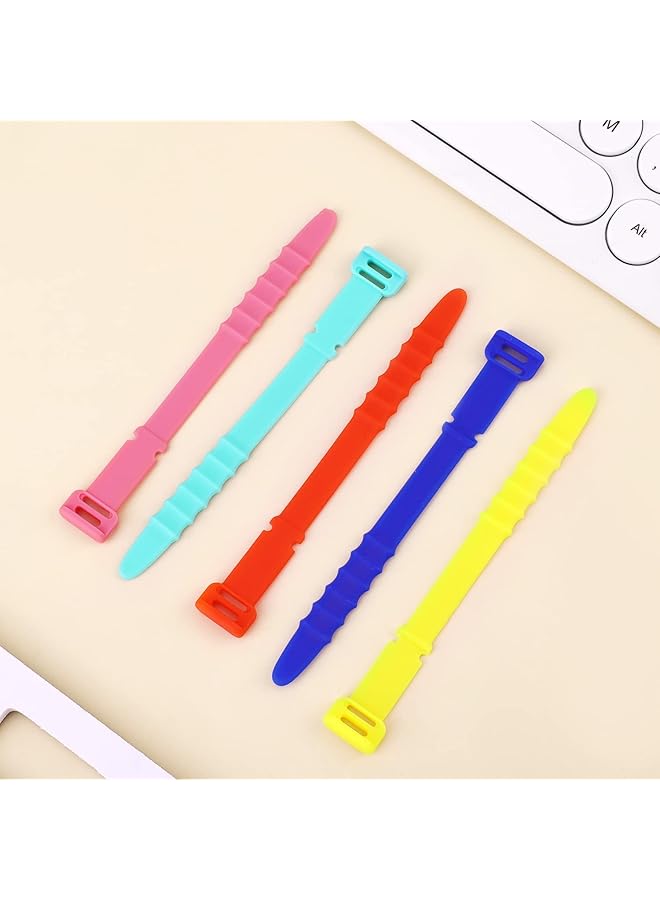 erorex Cord Organizers 4.5 Inch Reusable Wire Ties Cord Organizer Straps Elastic Silicone Cord Organizer Cable Straps For Cords Phone Charging Cable Wire Labels Headphones 20Pcs 5 Colors - Image 3