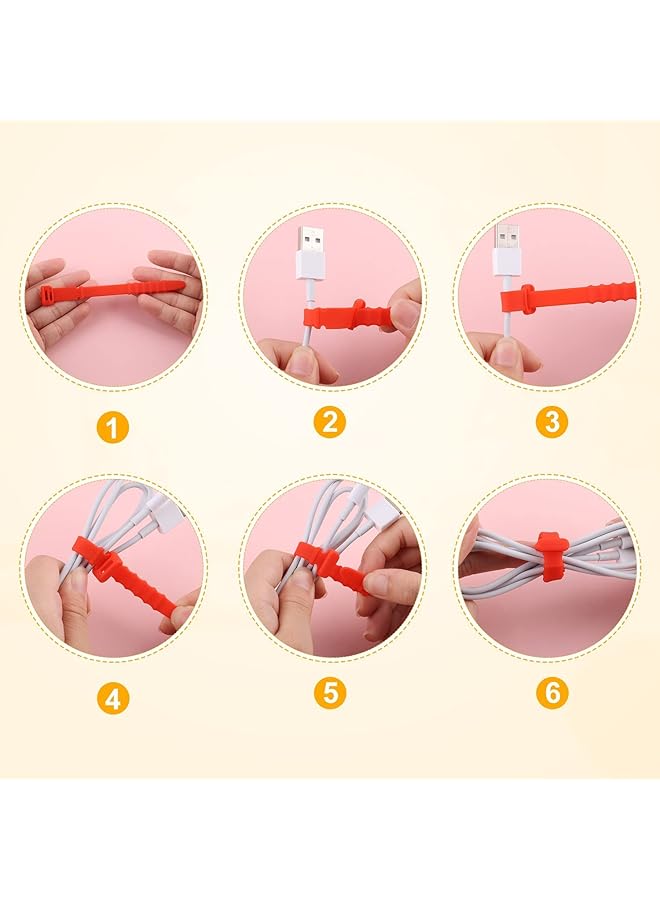 erorex Cord Organizers 4.5 Inch Reusable Wire Ties Cord Organizer Straps Elastic Silicone Cord Organizer Cable Straps For Cords Phone Charging Cable Wire Labels Headphones 20Pcs 5 Colors - Image 5