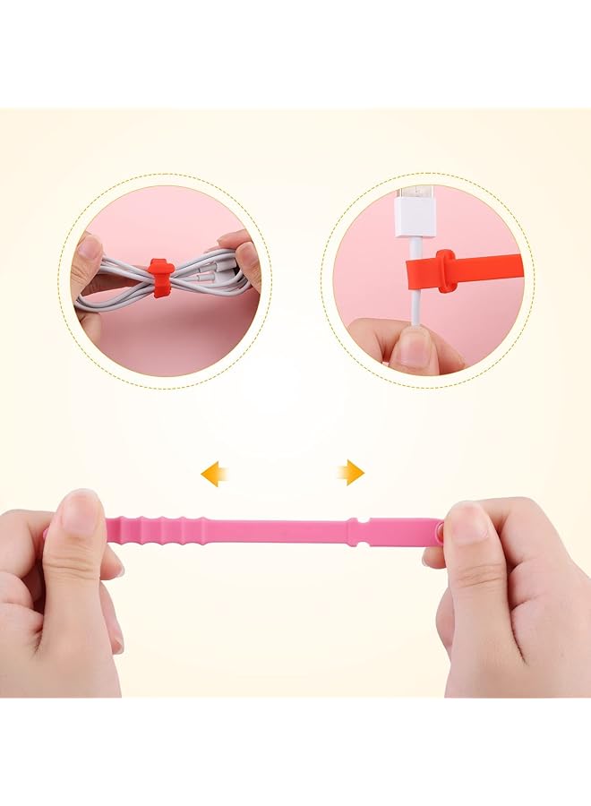 erorex Cord Organizers 4.5 Inch Reusable Wire Ties Cord Organizer Straps Elastic Silicone Cord Organizer Cable Straps For Cords Phone Charging Cable Wire Labels Headphones 20Pcs 5 Colors - Image 4