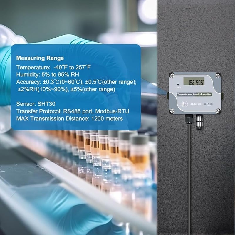 Wall Mounted RS485 Modbus RTU Digital Temperature Humidity Sensor Transmitter Industrial - Image 4