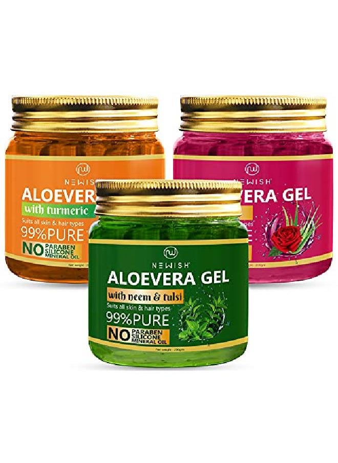Newish ® Aloe Vera Gel for Face and Hair | 99% Pure Aloe Vera With Vitamin E Gel For Skin and Hair Pack of 3  - Image 2