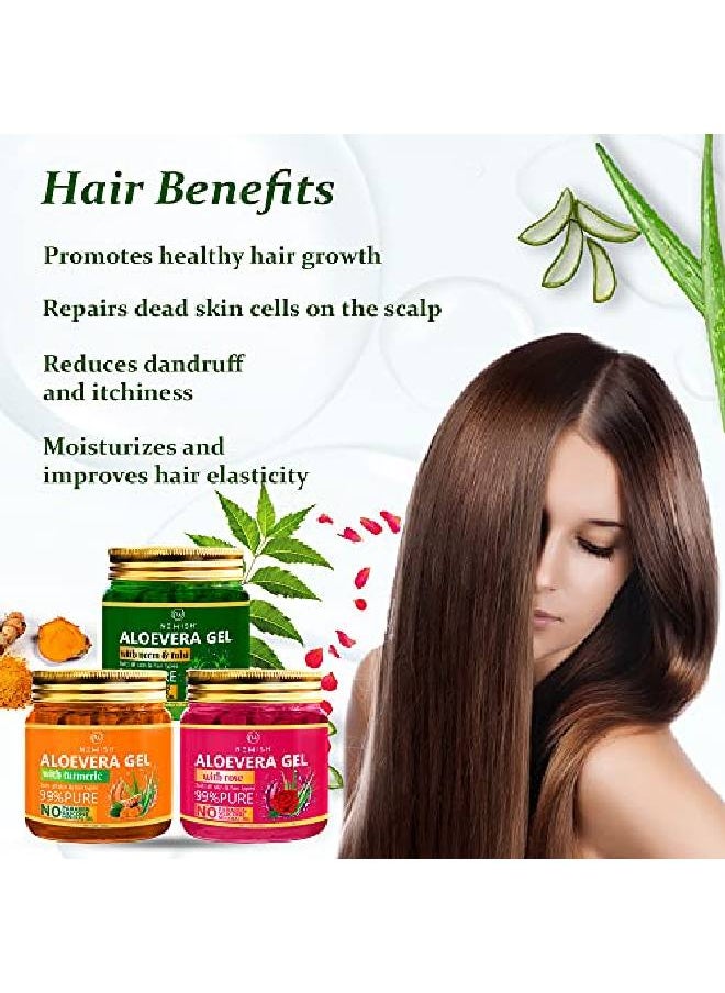 Newish ® Aloe Vera Gel for Face and Hair | 99% Pure Aloe Vera With Vitamin E Gel For Skin and Hair Pack of 3  - Image 4