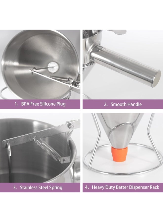 YelaJoy Pancake Batter Dispenser Funnel Cake Maker Cupcake Dispenser Funnel Cake Dispenser Stainless Steel Pancake Mix Dispenser with Squeeze Handle for Batter Baking Food and Candle Pouring, 40oz - Image 4