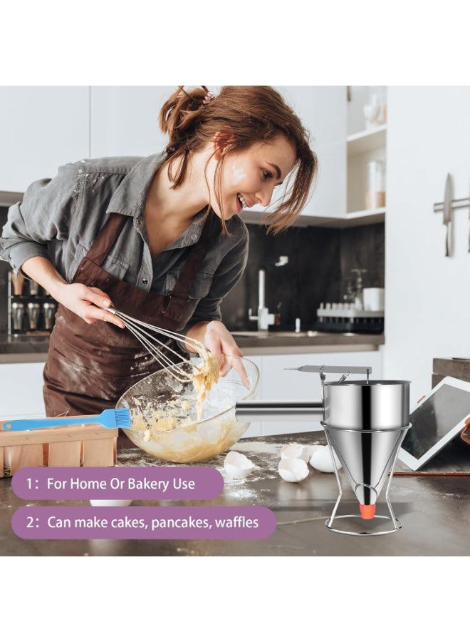 YelaJoy Pancake Batter Dispenser Funnel Cake Maker Cupcake Dispenser Funnel Cake Dispenser Stainless Steel Pancake Mix Dispenser with Squeeze Handle for Batter Baking Food and Candle Pouring, 40oz - Image 2