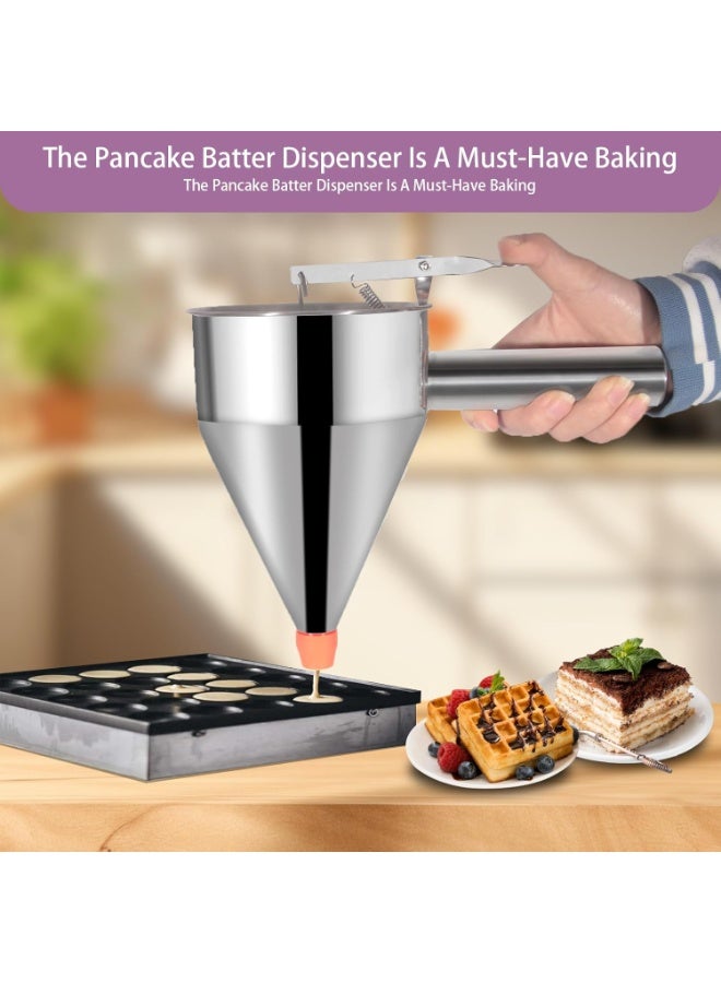 YelaJoy Pancake Batter Dispenser Funnel Cake Maker Cupcake Dispenser Funnel Cake Dispenser Stainless Steel Pancake Mix Dispenser with Squeeze Handle for Batter Baking Food and Candle Pouring, 40oz - Image 3