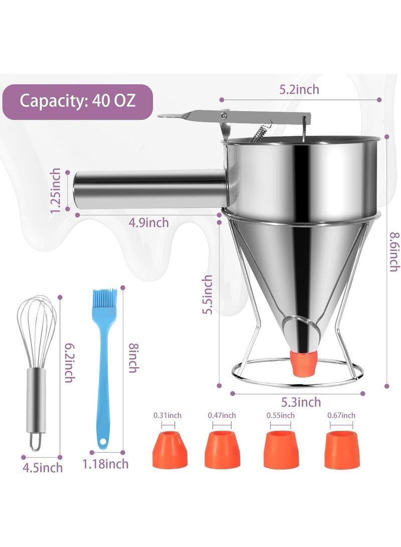 YelaJoy Pancake Batter Dispenser Funnel Cake Maker Cupcake Dispenser Funnel Cake Dispenser Stainless Steel Pancake Mix Dispenser with Squeeze Handle for Batter Baking Food and Candle Pouring, 40oz - Image 5