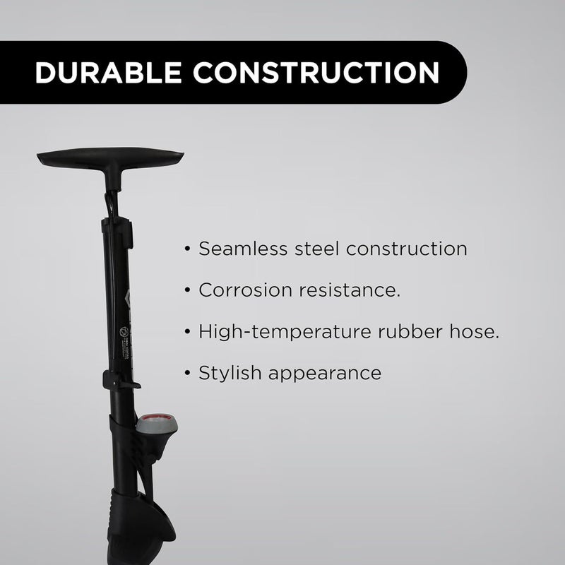 Endless EL1052 160 PSI Portable Road Bike, Bicycle Floor Hand Air Pump | Black | Material : Alloy Steel | Tire Inflator with Gauge, Rotatable Pipe Knob for Convenience | For All Inflating Purpose - Image 3