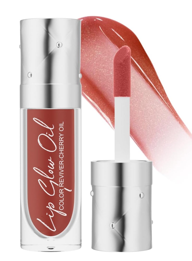 HelloKiss Lip Glow Oil Color Reviver Cherry Oil, Hydrating Lip Glow Oil Long-Lasting Nourishing Lip Gloss Moisturizing Non-Sticky Plumping Lip Stain Tinted Cherry Oil Lip Care (Ruby Red) - Image 1