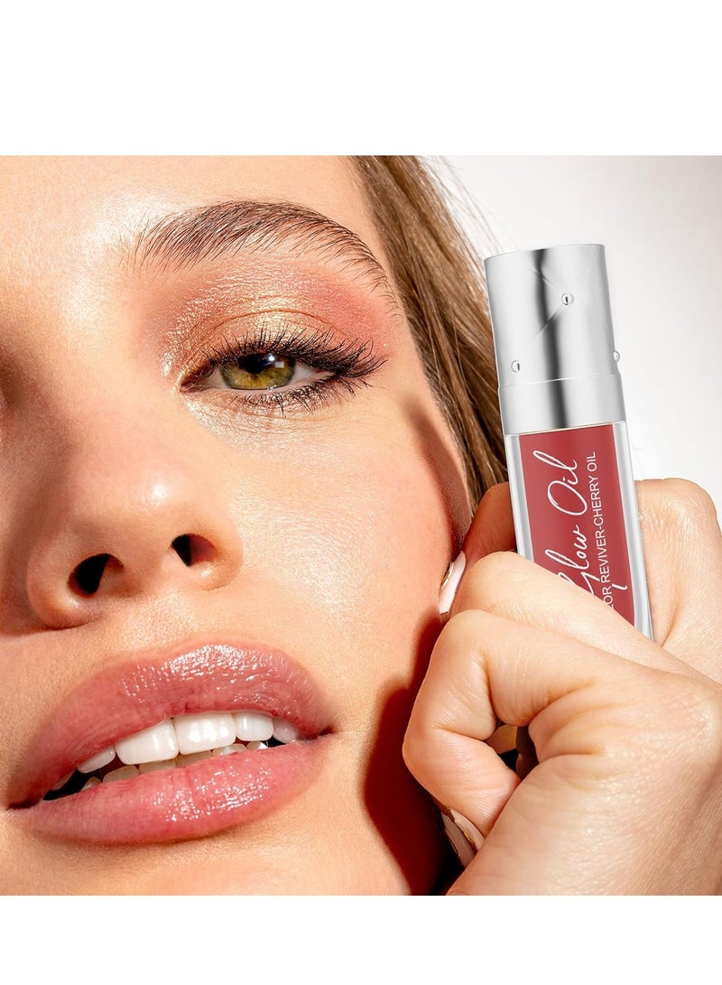 HelloKiss Lip Glow Oil Color Reviver Cherry Oil, Hydrating Lip Glow Oil Long-Lasting Nourishing Lip Gloss Moisturizing Non-Sticky Plumping Lip Stain Tinted Cherry Oil Lip Care (Ruby Red) - Image 4