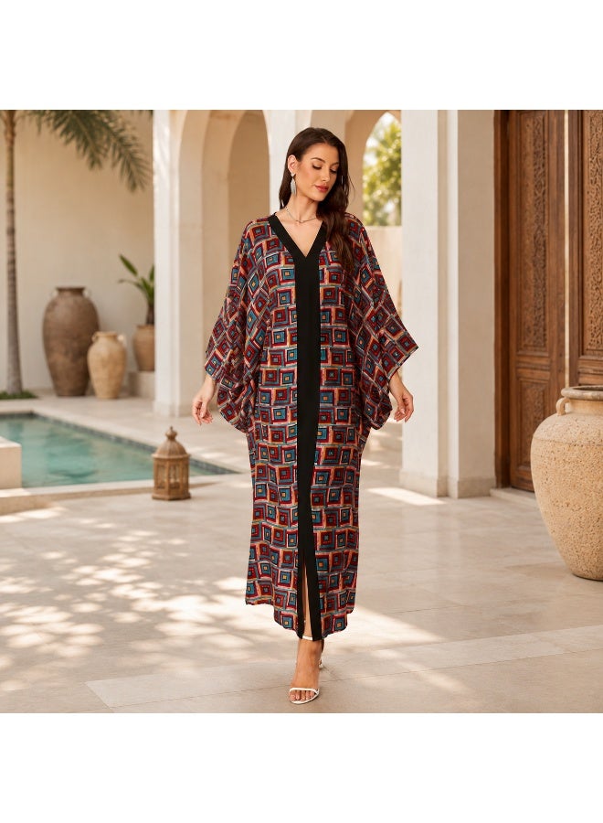 Women's Printed Kaftan - Lightweight Maxi Beach Cover Up & Nightwear - Image 3