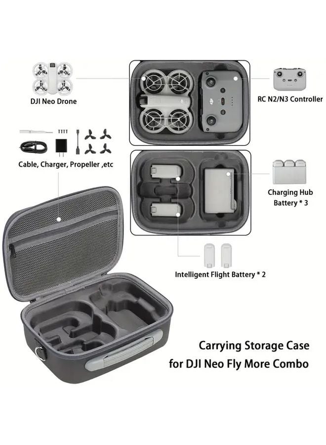 Gray DJI Neo Drone Case With Shoulder Bag Hard Shell Protective Cover - Image 3