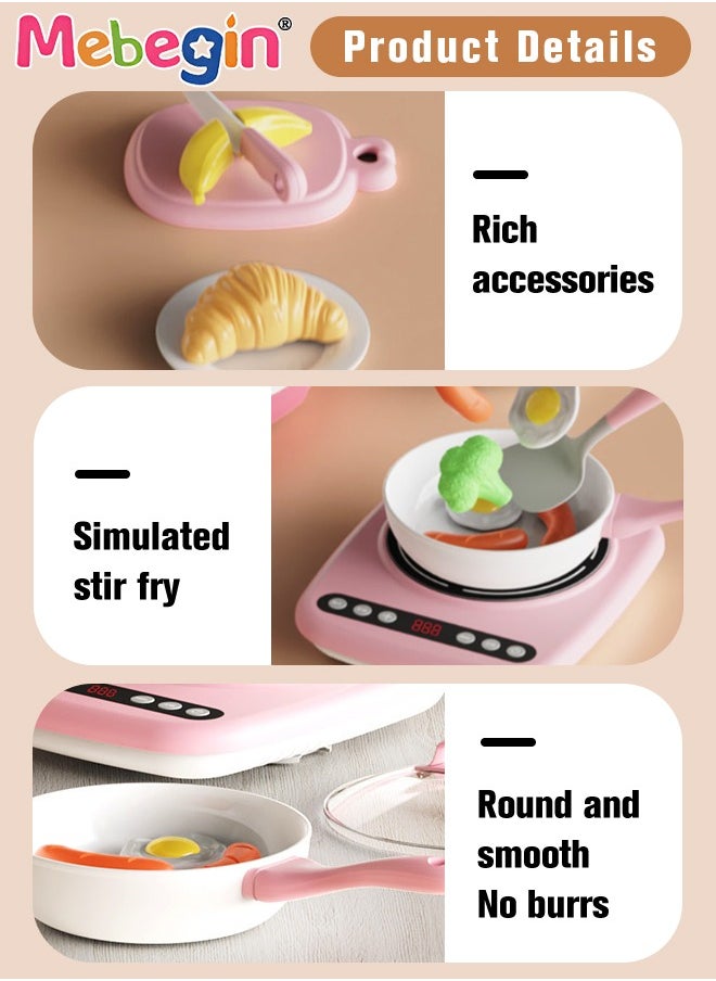 MEBEGIN - 23PCS Kitchen Playset, Pretend Cooking Toy Set with Rich Accessories, Realistic Induction Cooker Toy with Sounds, Creative Kitchen Toy, Early Education Toys, Ideal Gift for Kids - Image 1