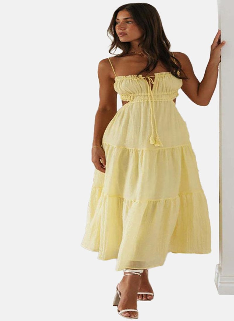 YUNIQEE Tiered Yellow Maxi Dress  - Image 1