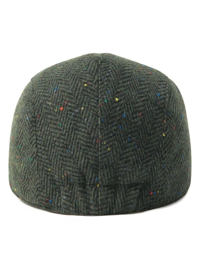 FEINION Men Wool Blend Flat Cap Tweed Newsboy Ivy Hat (Flecked Green) - Image 5
