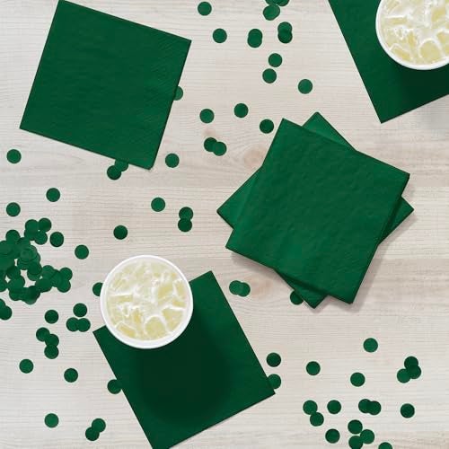 Creative Converting Touch of Color 200 Count 2-Ply Paper Beverage Napkins, Hunter Green - 253124 - Image 4
