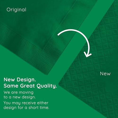 Creative Converting Touch of Color 200 Count 2-Ply Paper Beverage Napkins, Hunter Green - 253124 - Image 5