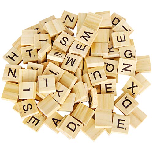 PINOWU 200pcs Wooden Letter Tiles for Scrabble Crossword Game Wood Scrabble Letters Replacement for DIY Craft Gift Decoration Scrapbooking and Making Alphabet Coaster - Image 5