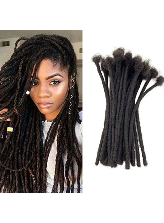MIUULAAR Dreadlock Extensions Human Hair 18 Inch 04cm Thickness 30 Strands Locs Extensions Real Human Hair Natural Black for Women Men Kids Full Handmade Permanent Locs Can Be Dyed and Bleached - Image 1