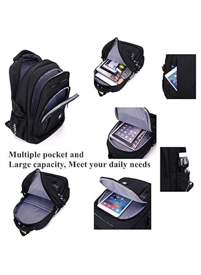 Black Kids Boys Rolling Backpack Teens Carry-on Luggage with Wheels Trolly BookBag for School-6 Wheels - Image 5