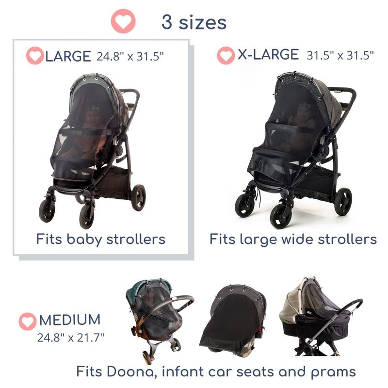 إنتيمام Stroller Sun Shade (Large) - Universal Adjustable SPF 30+ Sunshade with See Through, Strollers Canopy Stroller Shade Extender, Shades Cover for Strollers, Mesh Net Cover for Sun Protection by - Image 5