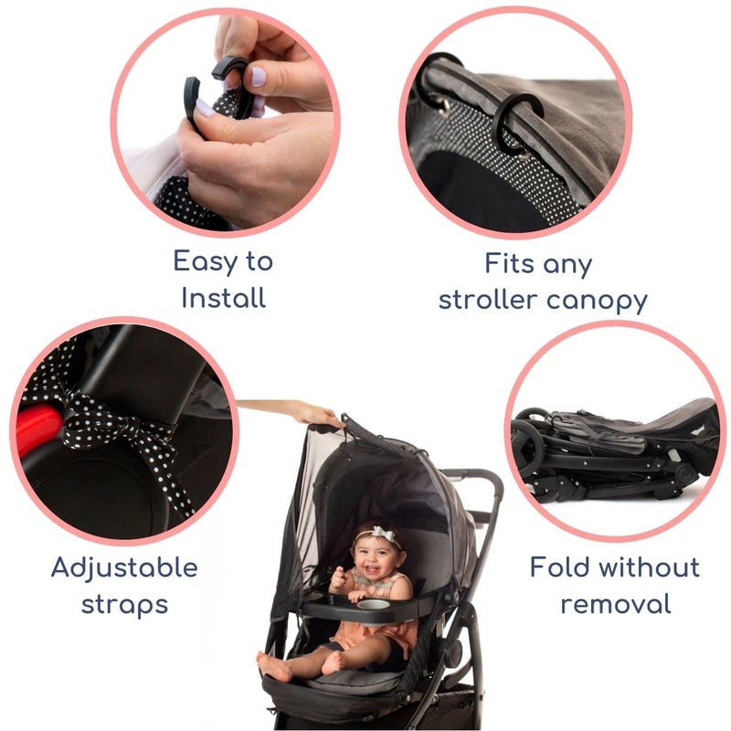 إنتيمام Stroller Sun Shade (Large) - Universal Adjustable SPF 30+ Sunshade with See Through, Strollers Canopy Stroller Shade Extender, Shades Cover for Strollers, Mesh Net Cover for Sun Protection by - Image 4
