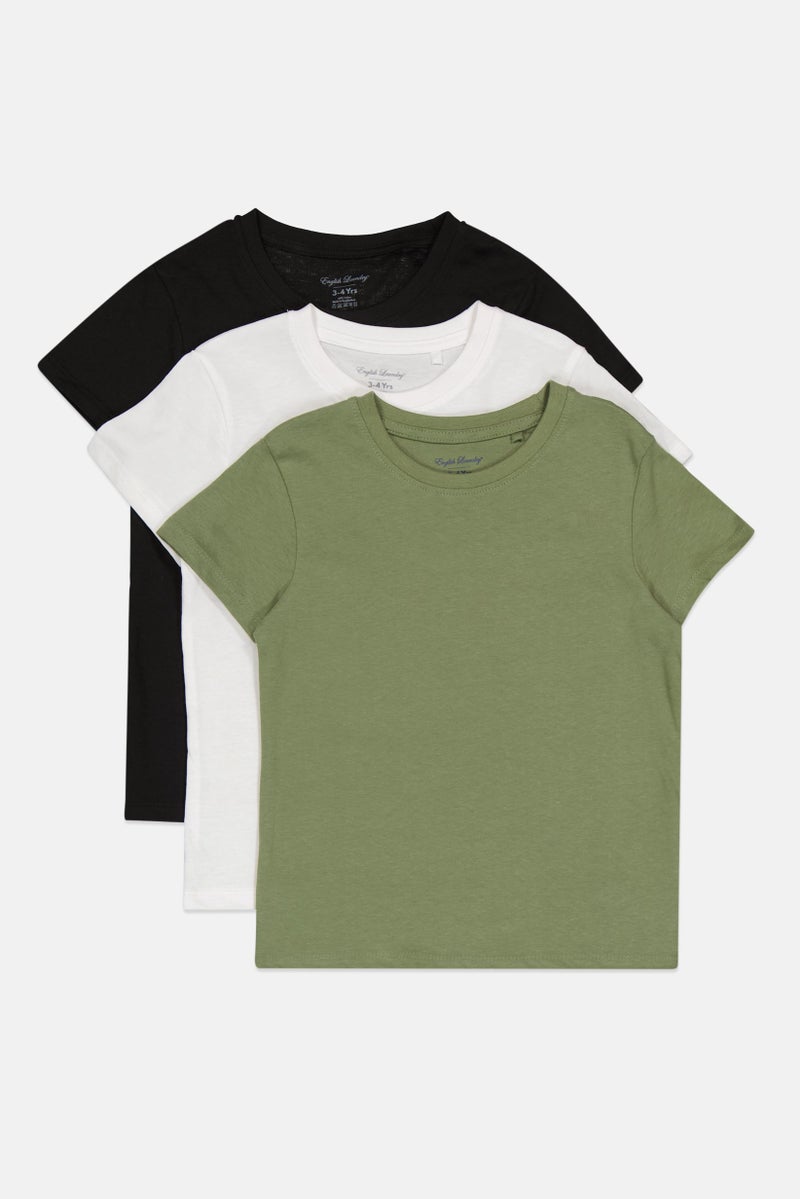 English Laundry Kids Boy 3 Pcs Short Sleeves Plain T-Shirt, Multicolor - Image 1